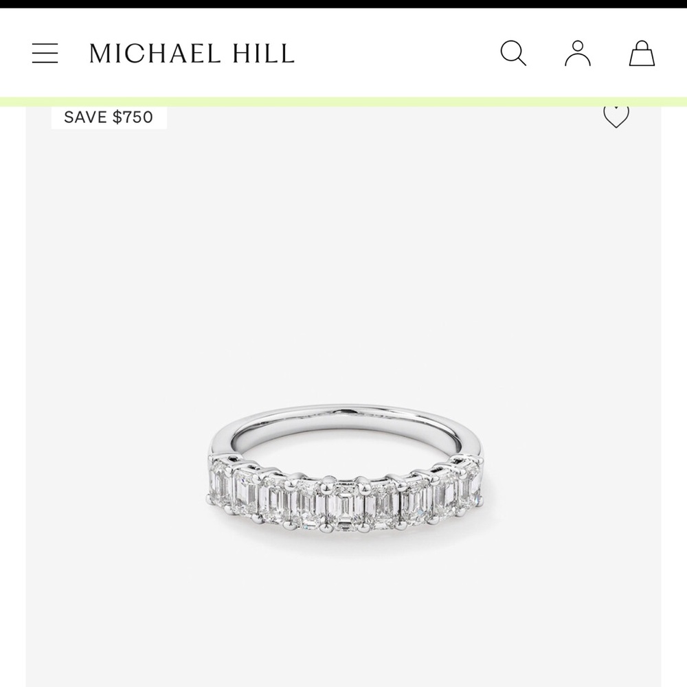 Michael Hill Emerald Cut 14kt yellow gold Wedding band